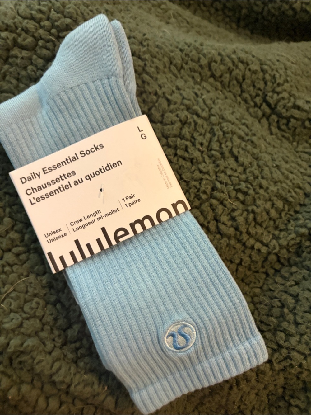 lululemon athletica Light Blue Ribbed Crew Socks